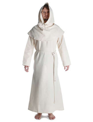 Mittelalter Mönchskutte Halzebier (Set) in Beige Frontansicht