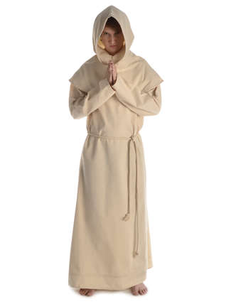 Mittelalter Mönchskutte Halzebier (Set) in Beige Frontansicht 2