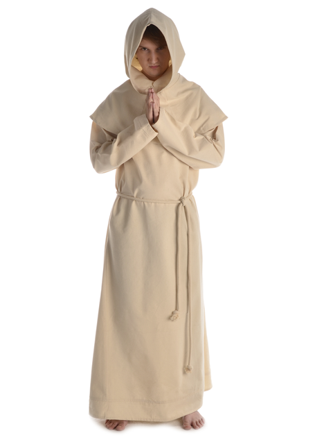 Mittelalter Mönchskutte Halzebier (Set) in Beige Frontansicht 2