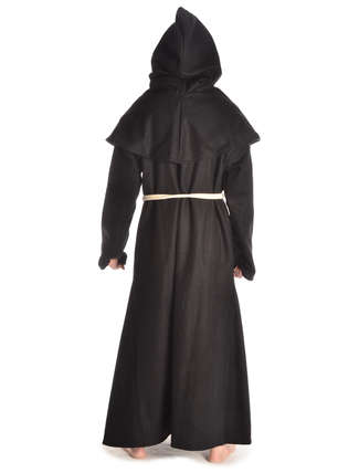 Mittelalter Mönchskutte Halzebier (Set) in Schwarz Rückansicht