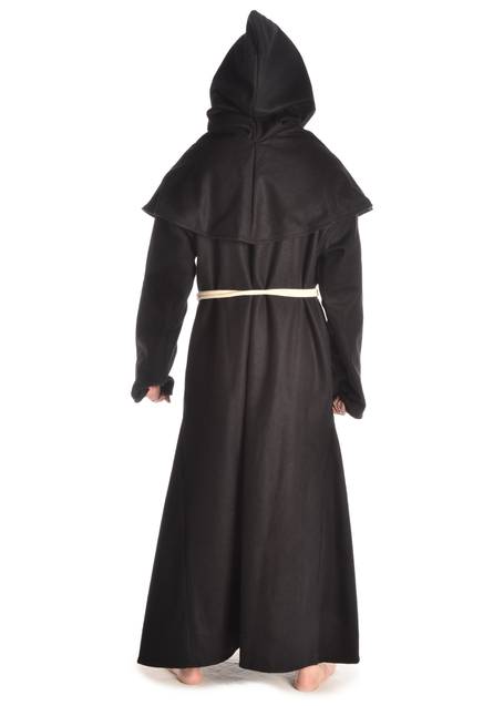 Mittelalter Mönchskutte Halzebier (Set) in Schwarz Rückansicht