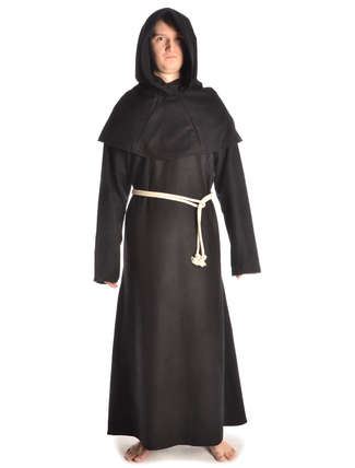 Mittelalter Mönchskutte Halzebier (Set) in Schwarz Frontansicht