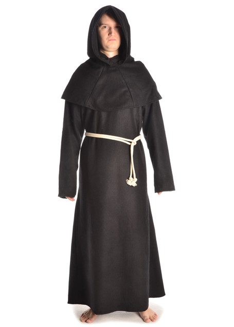 Mittelalter Mönchskutte Halzebier (Set) in Schwarz Frontansicht