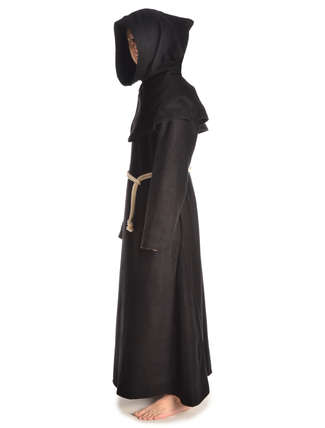 Mittelalter Mönchskutte Halzebier (Set) in Schwarz Seitenansicht