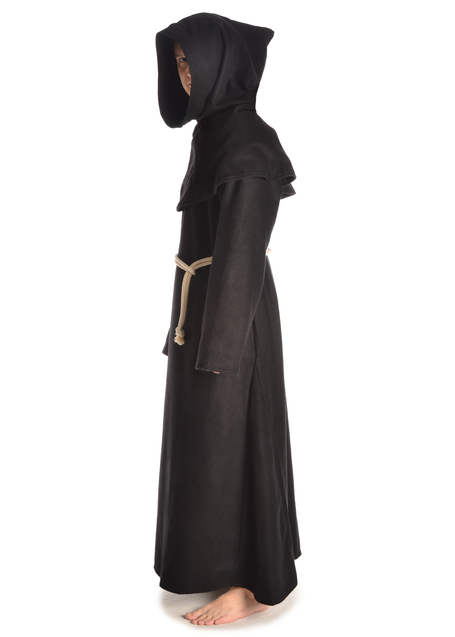 Mittelalter Mönchskutte Halzebier (Set) in Schwarz Seitenansicht