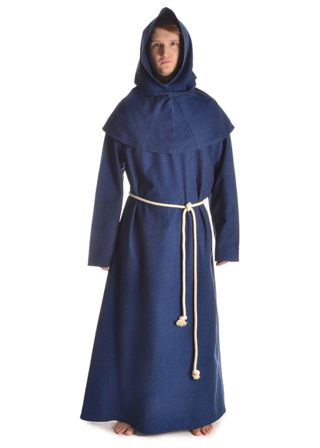 Mittelalter Mönchskutte Halzebier (Set) in Blau Frontansicht