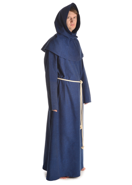 Mittelalter Mönchskutte Halzebier (Set) in Blau Seitenansicht