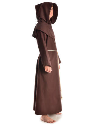 Mittelalter Mönchskutte Halzebier (Set) in Braun Seitenansicht