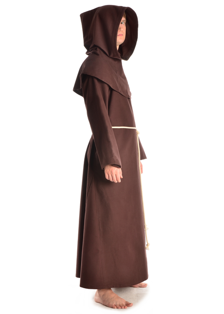 Mittelalter Mönchskutte Halzebier (Set) in Braun Seitenansicht