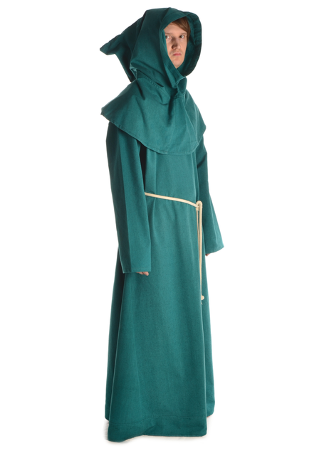 Mittelalter Mönchskutte Halzebier (Set) in Grün Seitenansicht