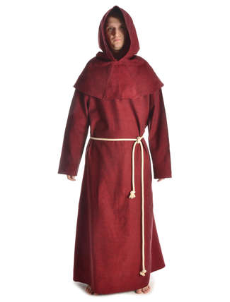 Mittelalter Mönchskutte Halzebier (Set) in Rot Frontansicht