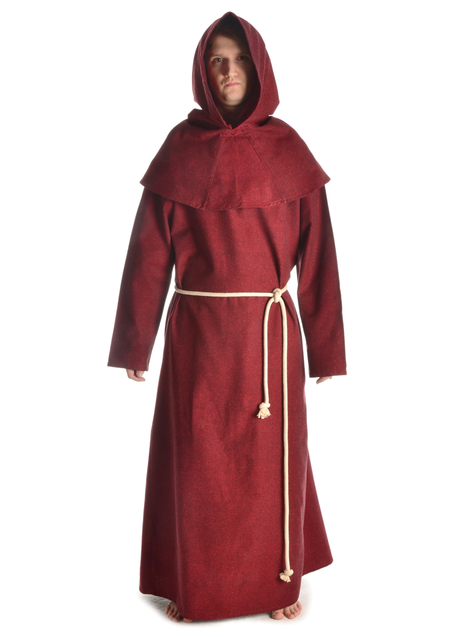 Mittelalter Mönchskutte Halzebier (Set) in Rot Frontansicht
