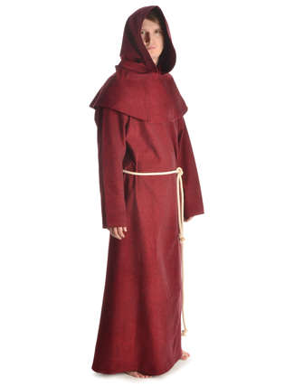 Mittelalter Mönchskutte Halzebier (Set) in Rot Seitenansicht