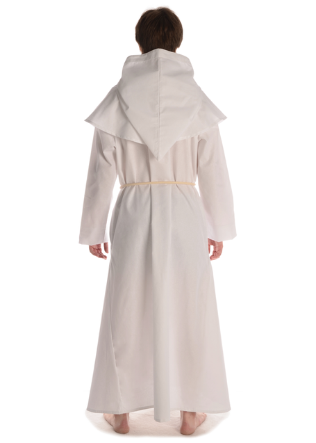 Mittelalter Mönchskutte Halzebier (Set) in Weiß Rückansicht