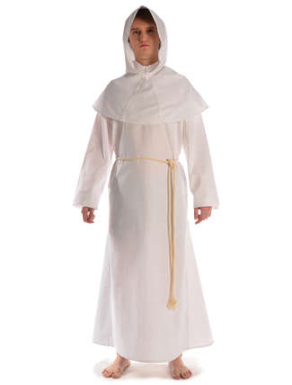 Mittelalter Mönchskutte Halzebier (Set) in Weiß Frontansicht