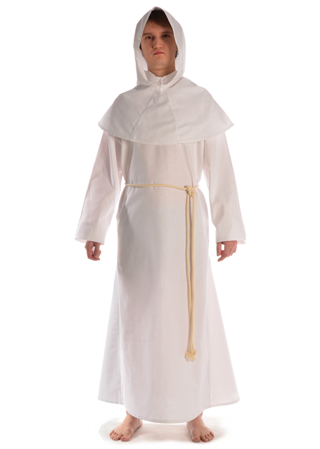 Mittelalter Mönchskutte Halzebier (Set) in Weiß Frontansicht