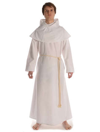 Mittelalter Mönchskutte Halzebier (Set) in Weiß Frontansicht 2