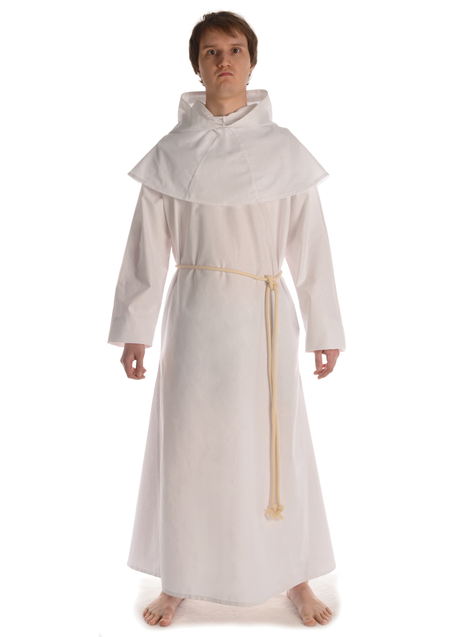 Mittelalter Mönchskutte Halzebier (Set) in Weiß Frontansicht 2