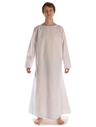 Mittelalter Mönchskutte Halzebier (Set) in Weiß Frontansicht 3
