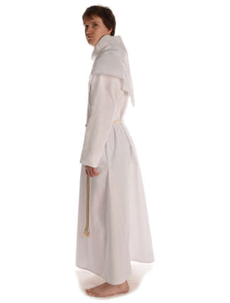 Mittelalter Mönchskutte Halzebier (Set) in Weiß Seitenansicht