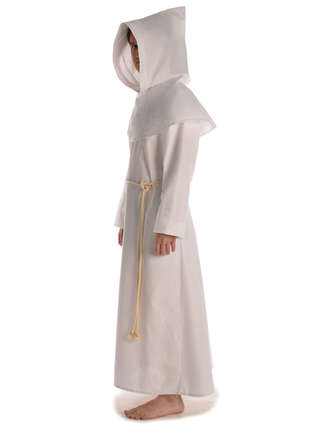 Mittelalter Mönchskutte Halzebier (Set) in Weiß Seitenansicht 2