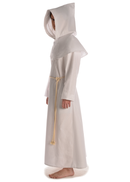 Mittelalter Mönchskutte Halzebier (Set) in Weiß Seitenansicht 2