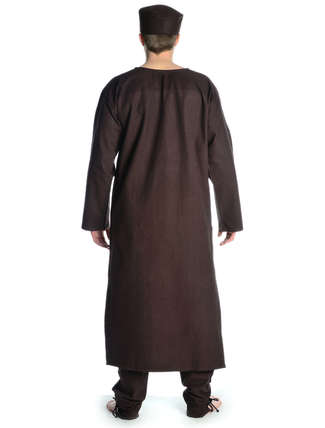 Mittelalter Tunika Hagen lang in Braun Rückansicht