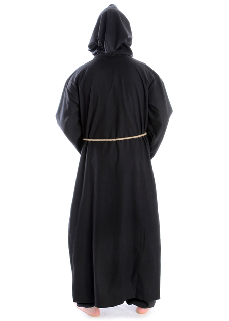 Mittelalter Mittelalterkutte Heimrich in Schwarz Rückansicht