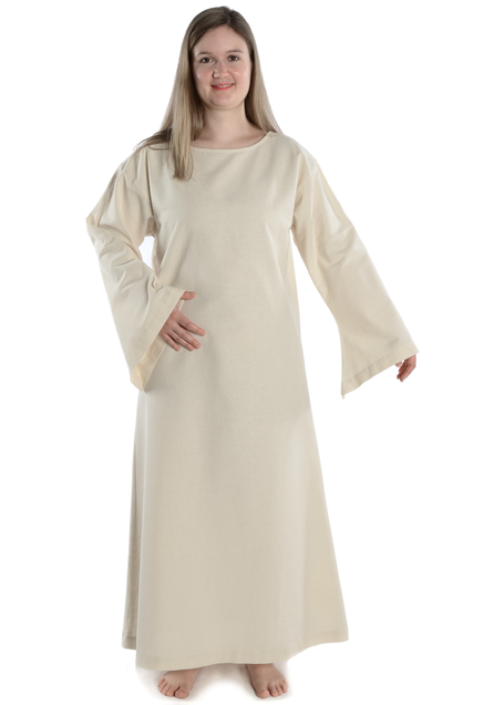 Mittelalter Kleid Sigune in Beige Frontansicht