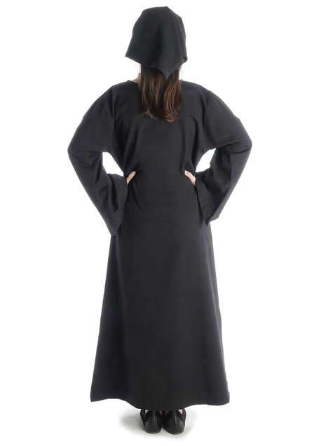 Mittelalter Kleid Sigune in Schwarz Rückansicht