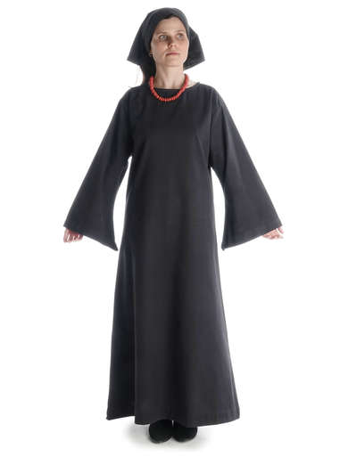 Mittelalter Kleid Sigune in Schwarz Frontansicht