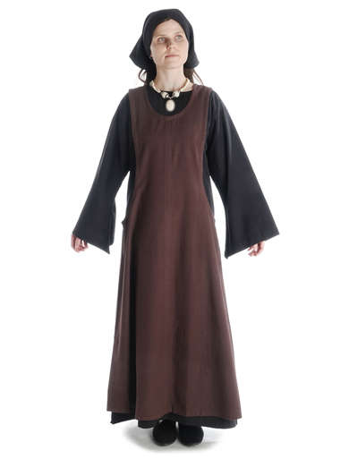 Mittelalter Kleid Sigune in Schwarz Frontansicht 4