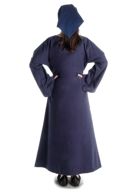 Mittelalter Kleid Sigune in Blau Rückansicht