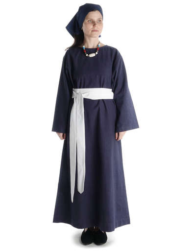 Mittelalter Kleid Sigune in Blau Frontansicht 2
