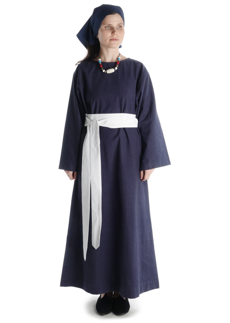 Mittelalter Kleid Sigune in Blau Frontansicht 2