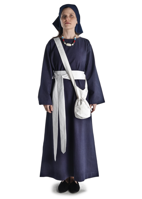 Mittelalter Kleid Sigune in Blau Frontansicht 3