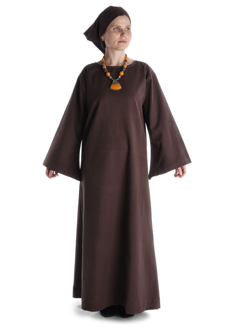 Mittelalter Kleid Sigune in Braun Frontansicht