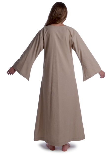 Mittelalter Kleid Sigune in Hanffarben Rückansicht