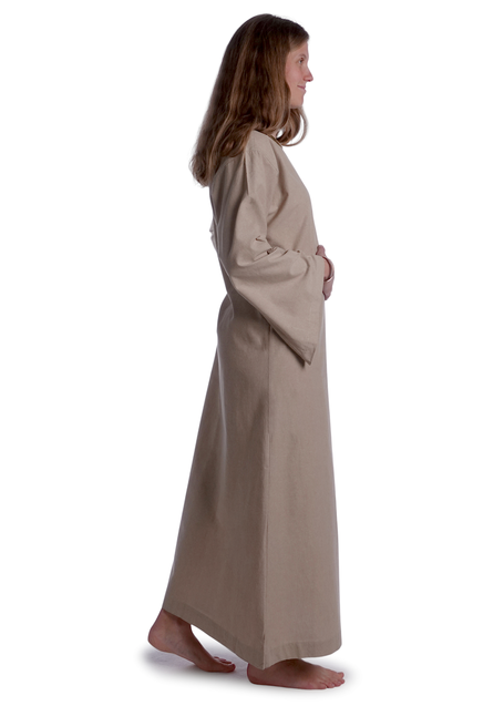 Mittelalter Kleid Sigune in Hanffarben Seitenansicht