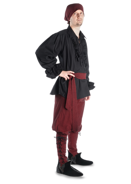 Mittelalter Rüschenhemd Isenhart in Schwarz Seitenansicht 3
