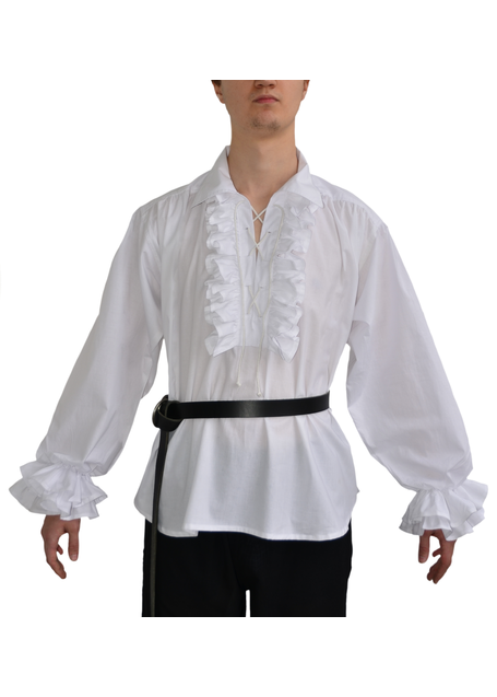 Mittelalter Rüschenhemd Isenhart in Weiß Frontansicht 3