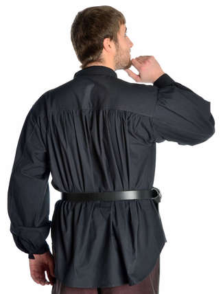 Mittelalter Schnürhemd Klingsor in Schwarz Rückansicht