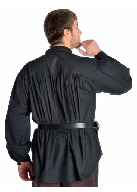 Mittelalter Schnürhemd Klingsor in Schwarz Rückansicht