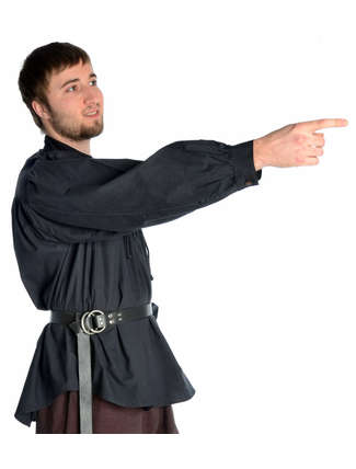 Mittelalter Schnürhemd Klingsor in Schwarz Seitenansicht