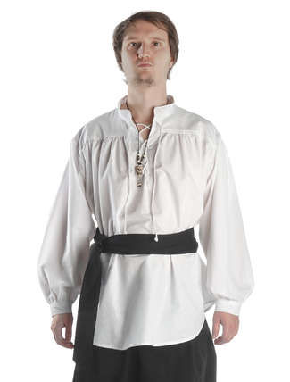 Mittelalter Schnürhemd Klingsor in Weiß Frontansicht 4
