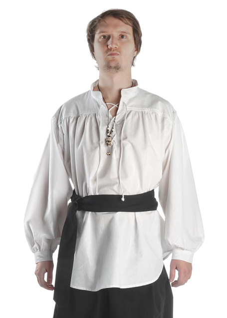 Mittelalter Schnürhemd Klingsor in Weiß Frontansicht 4