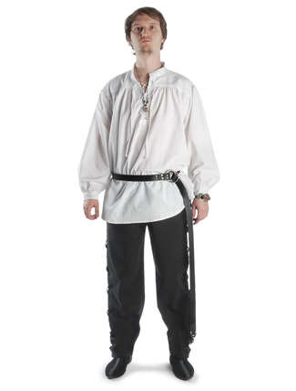 Mittelalter Schnürhemd Klingsor in Weiß Frontansicht 5