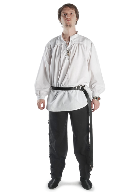 Mittelalter Schnürhemd Klingsor in Weiß Frontansicht 5
