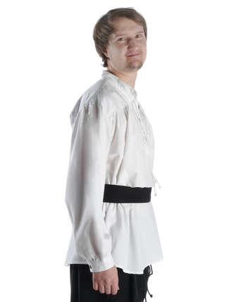 Mittelalter Schnürhemd Klingsor in Weiß Seitenansicht 2