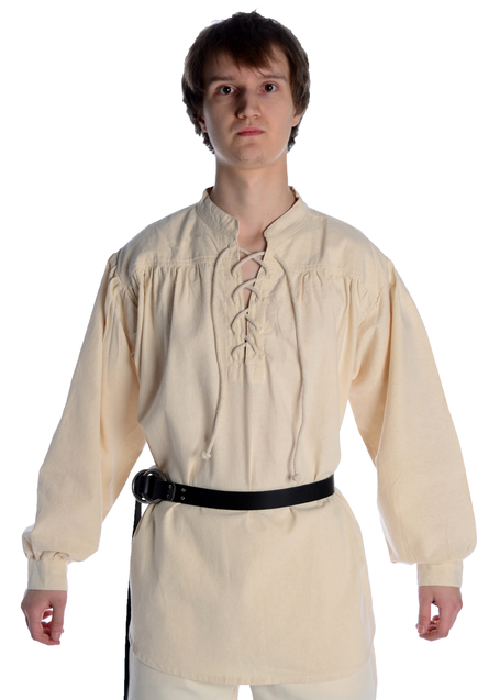 Mittelalter Schnürhemd Artus in Beige Frontansicht